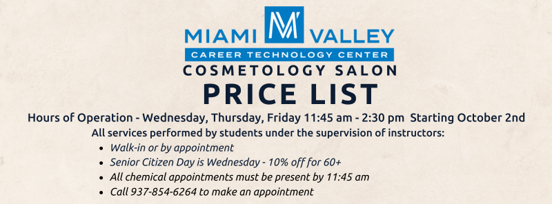 MVCTC Cosmetology Salon Reopens to the Public October 2nd! Image